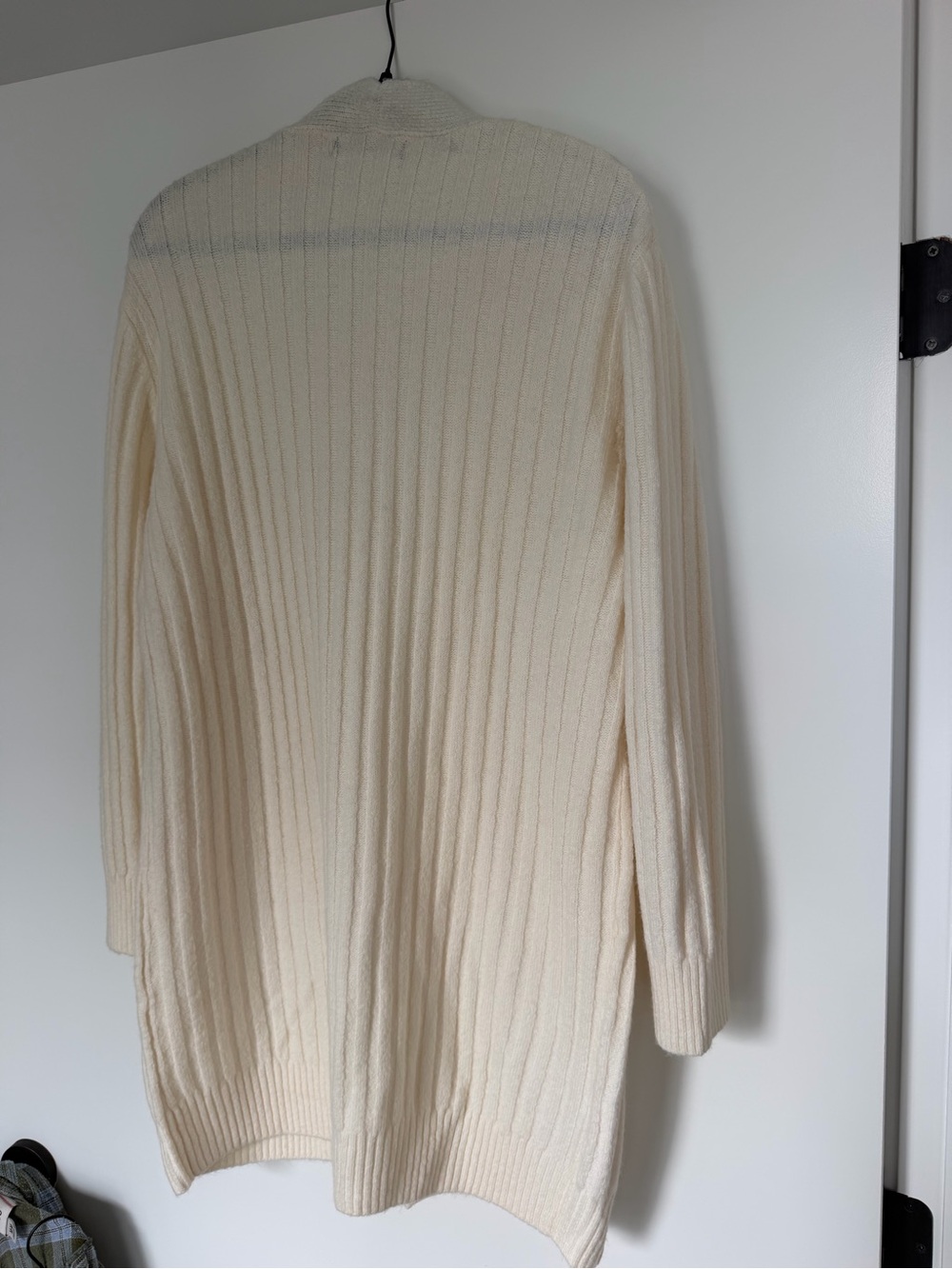 Mango Off-White Ribbed Open-Front Long Cardigan - Picture 3 of 4